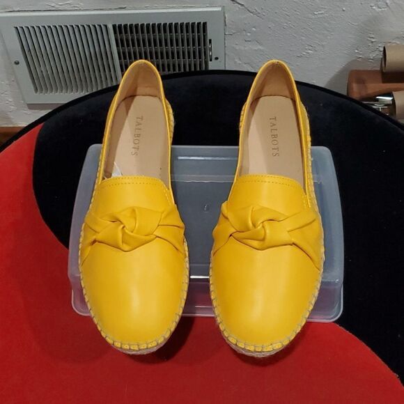 New Talbots Soft Nappa Leather Izzy Knot Detail Espadrilles in Yellow Size 8.5 - Picture 4 of 15
